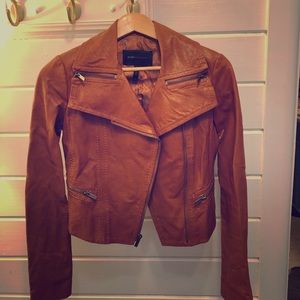 BCBG leather cropped Moto jacket